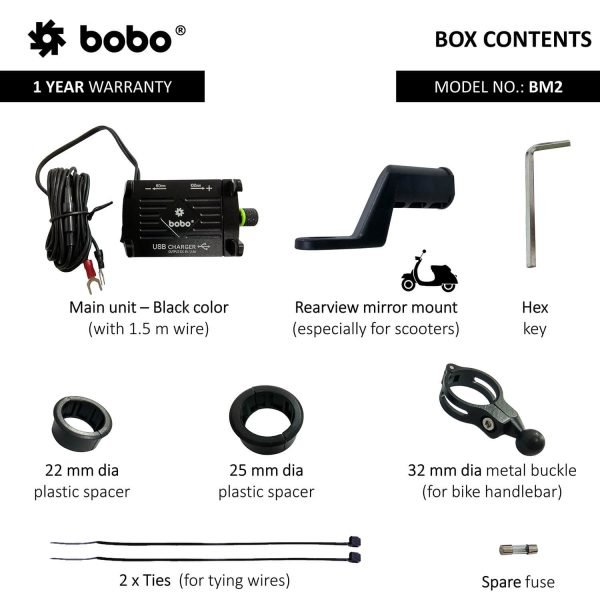 BOBO BM2 Claw-Grip Aluminium Bike Phone Holder (with 2.5A USB charger) Motorcycle Mobile Mount - Image 6