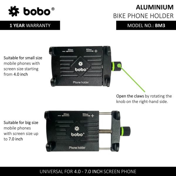 BOBO BM3 Claw-Grip Aluminum Bike / Cycle Phone Holder Motorcycle Mobile Mount - Image 3