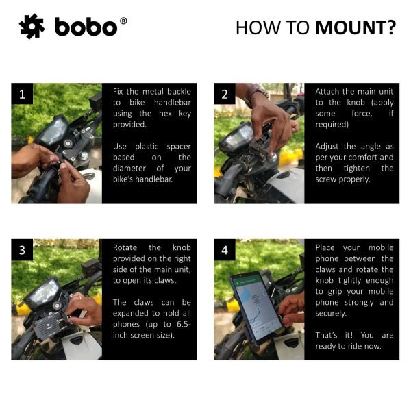 BOBO BM3 Claw-Grip Aluminum Bike / Cycle Phone Holder Motorcycle Mobile Mount - Image 5
