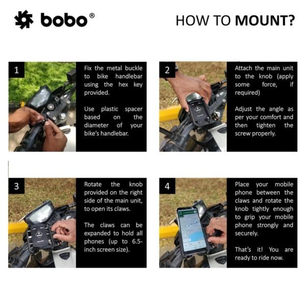BOBO BM4 Jaw-Grip Bike / Cycle Phone Holder Motorcycle Mobile Mount - Image 6