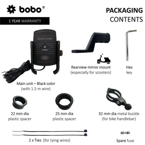 BOBO BM6 Jaw-Grip Bike Phone Holder (with Fast 15W Wireless Charger) Motorcycle Mobile Mount - Image 5