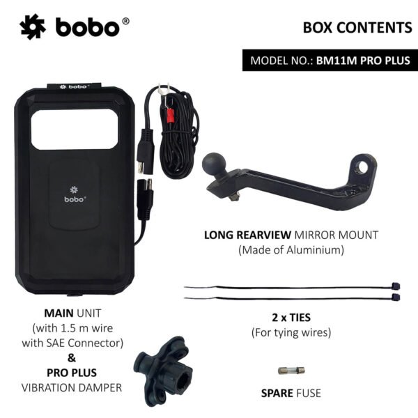 BOBO BM11H PRO PLUS Fully Waterproof Bike Phone Holder with PRO PLUS Vibration Damper (with Fast 15W Wireless Charger & USB-C Input/Output Port) Motorcycle Mobile Mount - Image 6