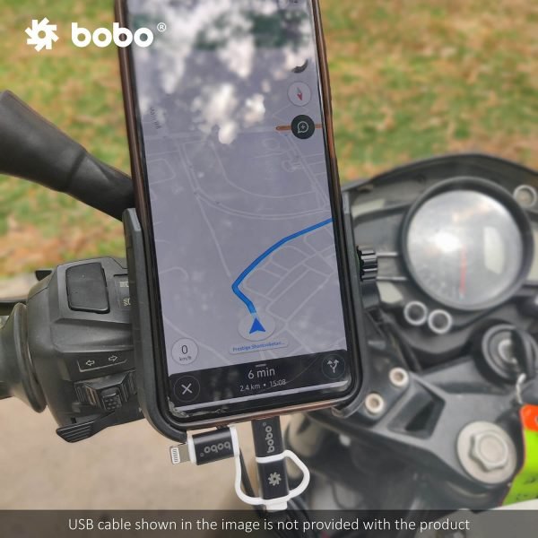 BOBO BM12 Bike Phone Holder (with Fast 15W Wireless Charger & USB-C Input/Output Port) Motorcycle Mobile Mount - Image 5