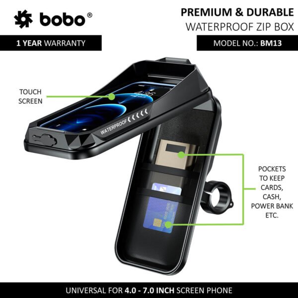 BOBO BM13 Waterproof Zip Box Bike / Cycle Phone Holder Motorcycle Mobile Mount - Image 2