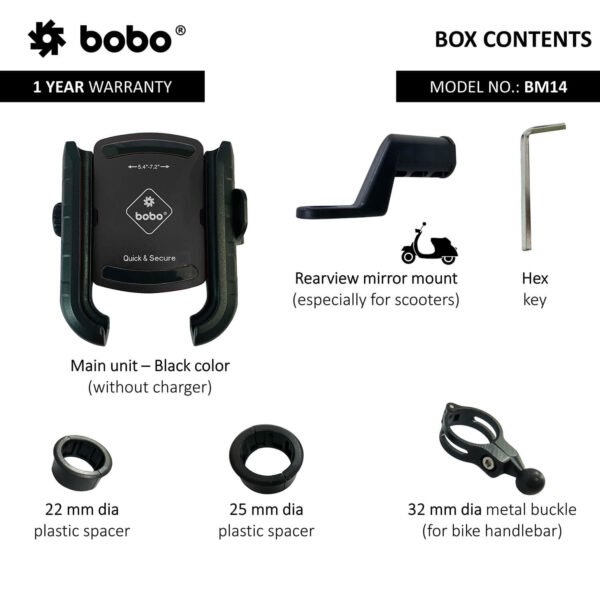 BOBO BM14 Quick Release Enhanced BM4 Bike / Cycle Phone Holder Motorcycle Mobile Mount - Image 5