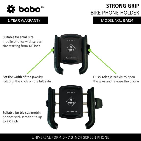 BOBO BM14 Quick Release Enhanced BM4 Bike / Cycle Phone Holder Motorcycle Mobile Mount - Image 4