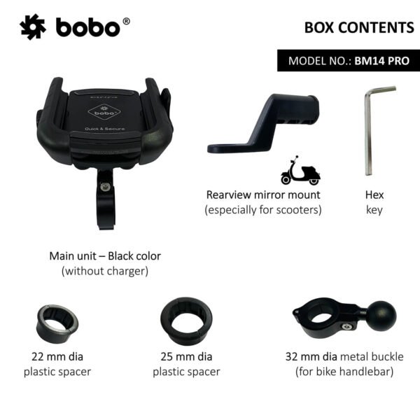BOBO BM14 PRO X Quick Release with PRO X Vibration Controller Enhanced BM4 PRO Bike / Cycle Phone Holder Motorcycle Mobile Mount - Image 5