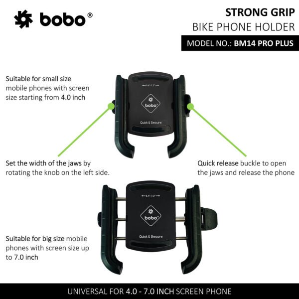 BOBO BM14 PRO PLUS Quick Release with PRO PLUS Vibration Damper Enhanced BM4 PRO PLUS Bike / Cycle Phone Holder Motorcycle Mobile Mount - Image 5
