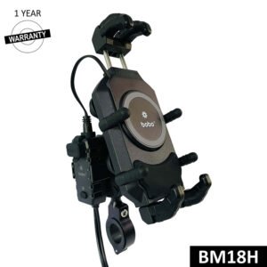 BOBO BM18H (or BM18M) PRO Handlebar (or Mirror) Anti-Vibration Bike Phone Holder (with Fast 15W Wireless Charger & USB-C Charging Module) Motorcycle Mobile Mount
