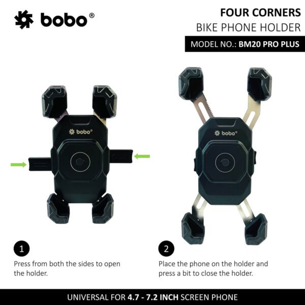 BOBO BM20 PRO PLUS Four Corners Secure Grip with PRO PLUS Vibration Damper Bike / Cycle Phone Holder Motorcycle Mobile Mount - Image 3