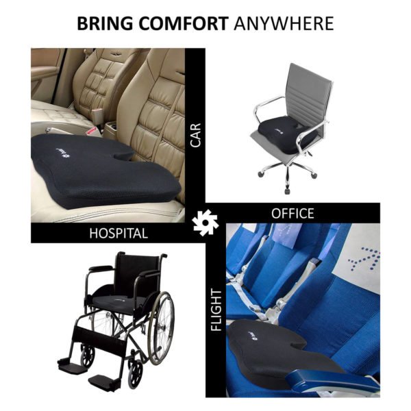 BOBO Gel Enhanced Memory Foam Seat Cushion - Orthopedic Coccyx (Tailbone) Cushion for Back Pain Relief - Sciatica Pillow for Office Chair, Car Seat & Travel - Image 5