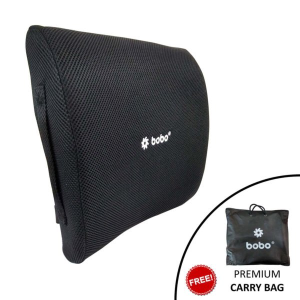 BOBO Memory Foam Lumbar Support Back Cushion - Firmness Designed for Lower Back Pain Relief - Ideal Back Pillow for Office Chair, Car Seat & Travel