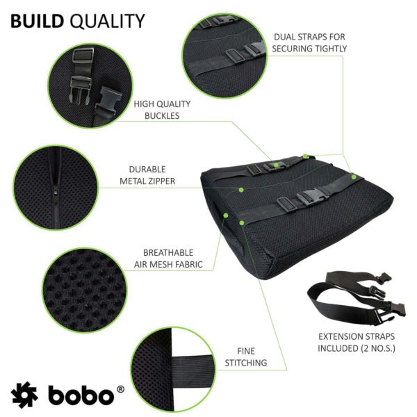 BOBO Memory Foam Lumbar Support Back Cushion - Firmness Designed for Lower Back Pain Relief - Ideal Back Pillow for Office Chair, Car Seat & Travel - Image 3