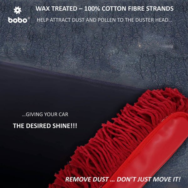 BOBO Car Duster - Premium Wax Treated Strands With Durable Solid Wood Handle - Includes Storage Cover - Image 3